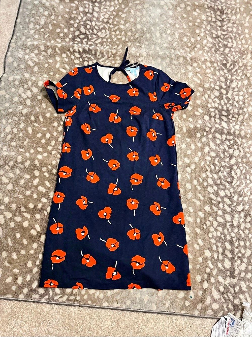 Draper James Navy Blue Tie Back Ponte Poppy Shift Dress Poppy Mini Dress